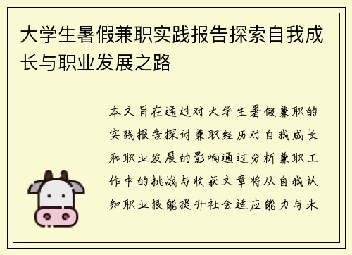 大学生暑假兼职实践报告探索自我成长与职业发展之路